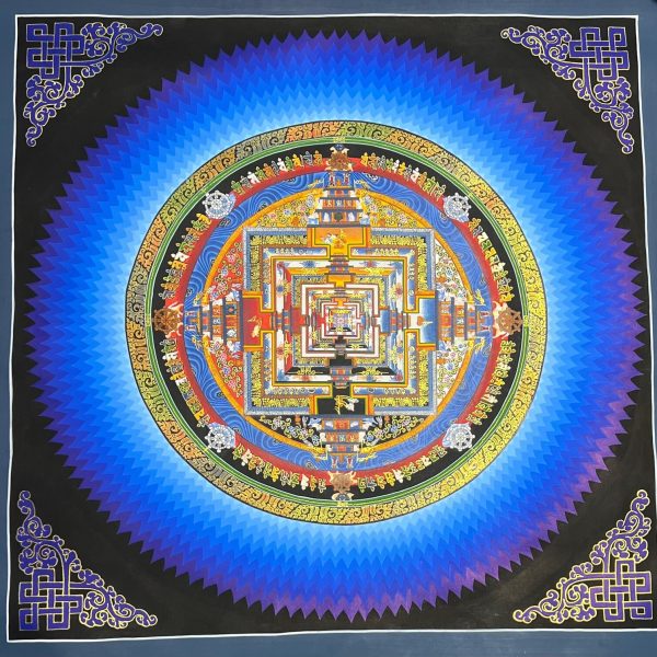 Lotus Kalachakra mandala,Sacred meditation decor,Rare Genuine Hand painted,Tibetan Buddhist Art