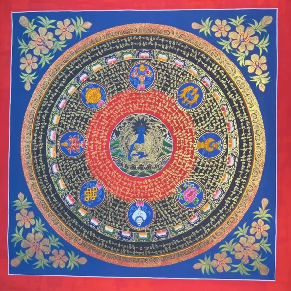 Medicine Buddha Thangka Healing Mantra Art | Tibetan Buddhist Wall Decor for Wellness & Meditation